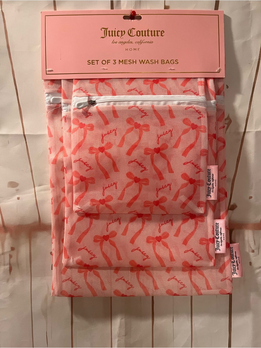 Juicy Couture Pink & Coral Mesh Wash Bag Trio